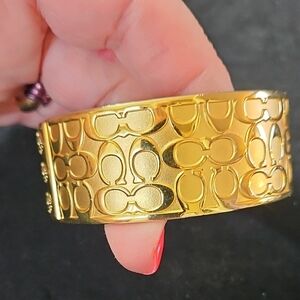 Coach Gold Patterned Cuff Bracelet